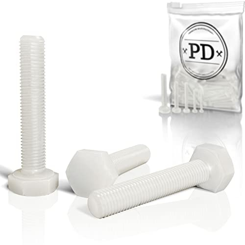 PD® Sexkantsskruvar i plast M5 x 40 mm (DIN 933/ISO 4017) | Högkvalitativa skruvar av PA-nylon | 6-kantskruvar med metrisk ISO helgängad | Utvändiga sexkantsmaskinskruvar | 24 stycken