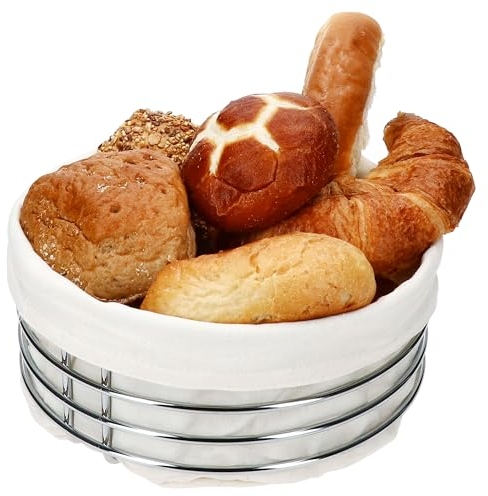 Justinus Brotkorb - Beige - Edelstahl - Stoff - Ø 23,5 cm - mit Stoffeinlage - rund