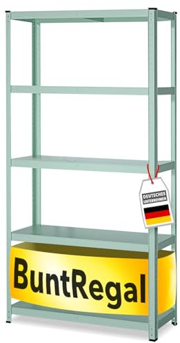 Floordirekt Buntregal Kleur | Metallregal | In 4 erhältlich | Traglast von bis zu 350 kg | Perfekt für den Haushalt geeignet (172 x 90 x 30 cm, Lichtgrün 6027)