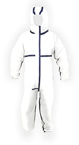 KELI - Combinaison de Protection avec capuchon Cat. III type 5 et 6 - en Polypropylène - élastique sur poignets, Chevilles, Capuche, Blanc (XL)