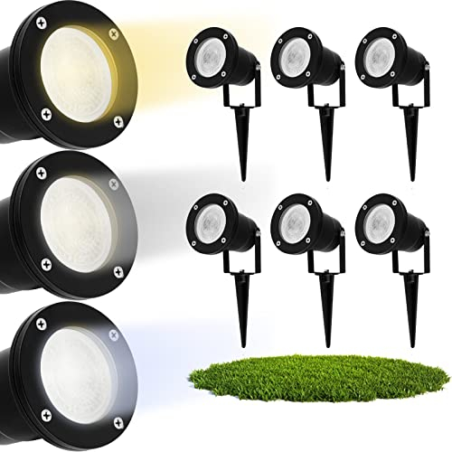 Lumiled LED Gartenstrahler 6er Set 6W 3000K Warmweiß IP65 Wasserdicht Spike Gartenleuchte GU10 Strahler außen mit Erdspieß schwenkbar Schwarz Wegeleuchten Baumbeleuchtung Gartenlichter Reflektor