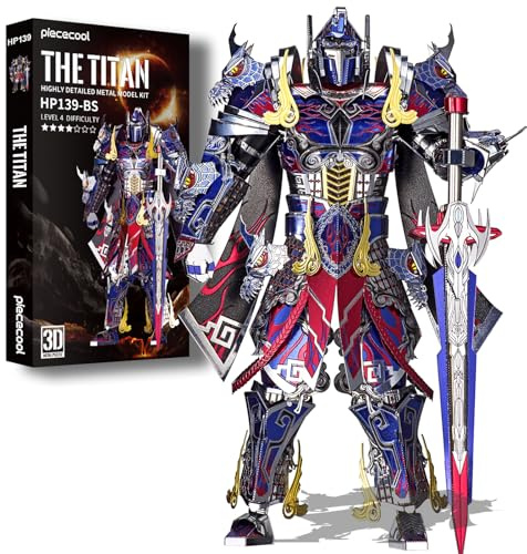 Piececool 3D Metal Puzzles Mecha Model Kits-The Titan Figure Model Building Blocks Kits for Adults, DIY Brain Teaser 3D Puzzle for Men Teen Students Hobbies Fidget Gifts -157 Pcs