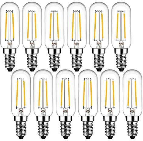 SHUWDKAR E14 Light Bulb 2700K Warm White 25 Watt Equivalent, Clear Glass Vintage LED Edison Bulb E14 European Base Non-Dimmable, 12 Pack