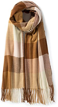 Villand Bufanda de lana para mujer - Bufandas de cuadros de invierno con tacto de cachemira para mujer con caja de regalo