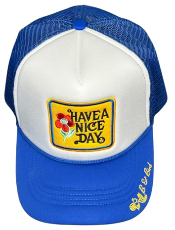 Have A Nice Day Premium bestickte Snapback verstellbare Truckermütze mit B & Bird Logo, königsblau