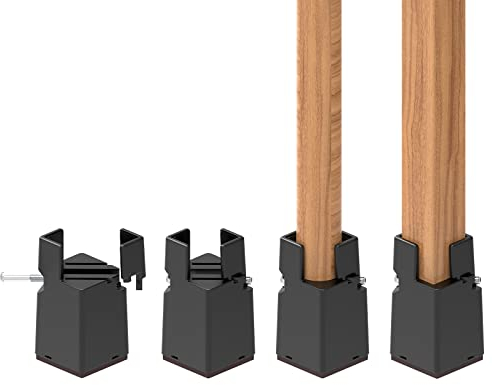 RCHYFEED Verstellbare Betterhöhung Möbelerhöhung 7,5 cm mit Schraubklemme, Betterhöher 3 Zoll Schwerlast Stuhlerhöhungen, 4 Stück Möbelerhöher für 0,8-1,6 ''Breite Quadrat & Runde Stuhlbein Schwarz