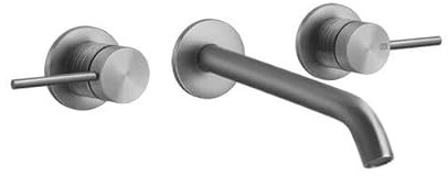 Gessi 316 Trame Fertigmontageset für 2-Griff-Waschtisch-Wand-Armatur, fester Auslauf, ohne Ablaufgarnitur, 54394, Farbe: Metall Schwarz gebürstet PVD