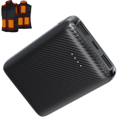 BIAL Batterie pour Gilet Chauffant 12000mAh, 5 V 2,4 A Power Bank Rechargeable Batterie Externe Veste Chauffante et Doudoune Chauffante,Chargeur Portable USB C pour Smartphones 5 V 2 A