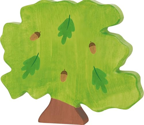 goki HOLZTIGER 80610 Eiche – handbemalte Spielfigur aus Holz für Kinder, ca. 19 x 2,8 x 16 cm, Made in Europe