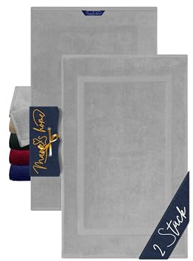 Marie´s Home lyxig badrumsmatta M klassisk för duschkar och WC 1612.2351, 1 pack (2 stycken) – 50 x 80 cm, silver