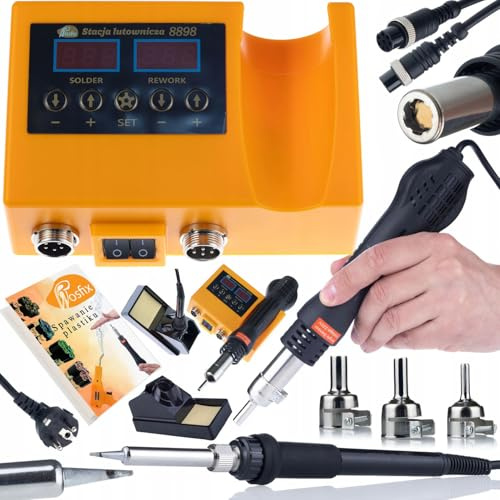 Rosfix Stazione Saldante 2 in 1 Orange Husky OH660 – Hot-Air e Punta 900M, 660W, LED, 100–500°C, 3 Ugelli | Saldatura Elettronica e Plastica | Attrezzatura Professionale