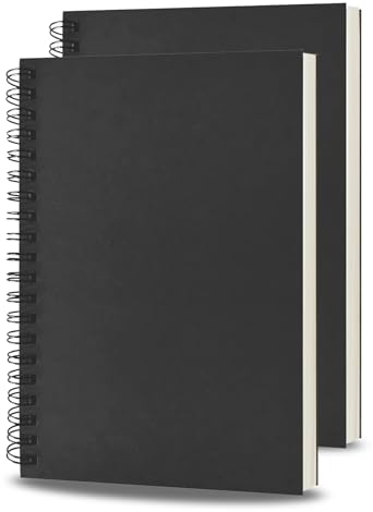 Yolistar 2-teiliges Set Notizheft,Spiralbuch/Notizheft mit Doppelspirale,Blanko Kraft-Abdeckung Schreiben Notizblock,21.6 x 27.9cm A4 Notizblock,76 Seiten/38 Blatt,für Schule,Memos,Meetings,Malen
