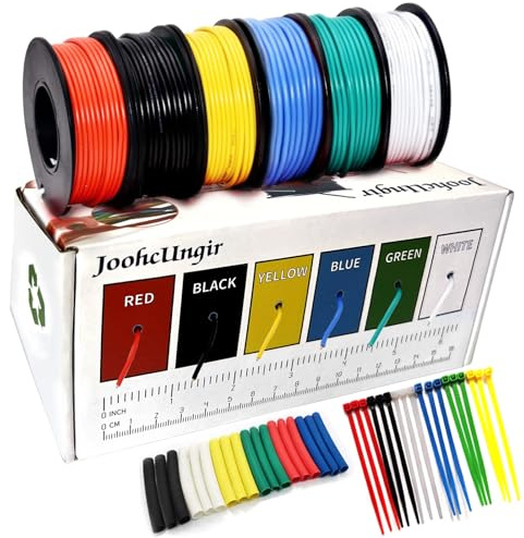 150Ft 16 Gauge Wire 6 Colors Electrical Wires 16AWG 600V Tinned Copper Silicone Wires Electric Stranded Hook Up DIY Wires Kit Insulated for Flexibility & Durability Ideal for Elec Wiring Proj