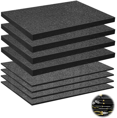 JABNOW Rasterskum kubskum 400 x 300 x 2,5 mm/400 x 300 x 10 mm verktygsväska skummaterial, verktygsskum för verktygsväska, kamerakur och bagageinlägg