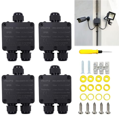 Abzweigdose Wasserdicht IP68: Erdkabel Verbinder Wasserdicht Abzweigdose Außen für Kabel mit 5mm - 15 mm Durchmesser (3 Wege (4 Stück))