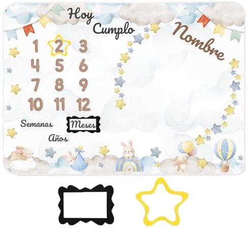 Mababyshop Manta Hitos Bebé Personalizada Fondo Fotos Regalo Bebé