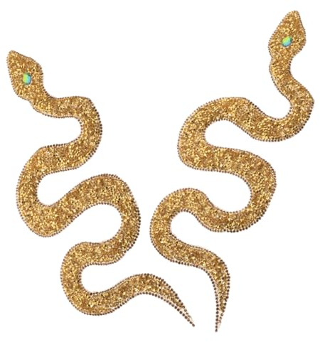 Veemoon 2pezzi Applicazioni Termoadesive a Forma di Serpente in Plastico e Tessuto Oro Strass Brillanti per Scarpe e Abbigliamento Progetti DIY