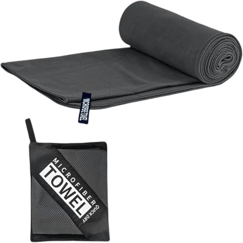 LushOrchidVale Microfibre Towel - Quick dry Lightweight Absorbent Travel Towel,Beach Towel Perfect for Sports Beach Gym Swimming,Cycling,Yoga, Camping,Hiking (Dark Gray, 40x80cm)