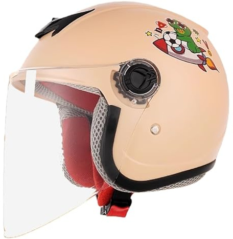 Casque Demi-Jet Rétro Pour Moto Électrique, Idéal Pour Les Enfants Et Les Adolescents. Casque Demi-Jet Ouvert Mignon Pour Tout-Petits, Homologué DOT. Convient Aux Garçons G,48-53cm