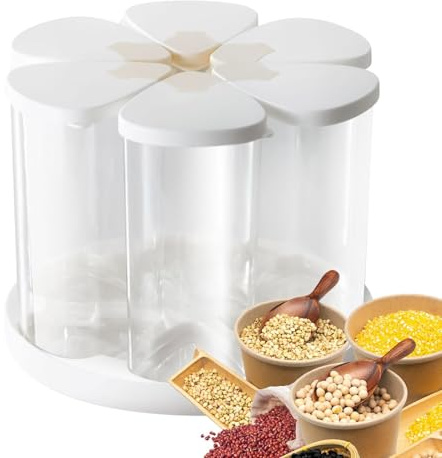 Recipiente dispensador de cereales – Almacenamiento giratorio multirejilla material de alimenticio organizadora de cocina resistente de compartimentos modulares | para