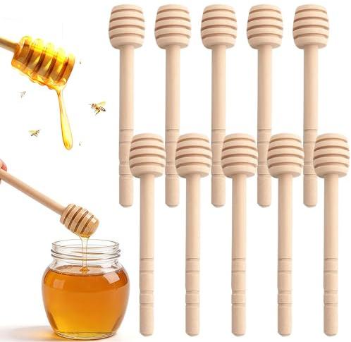 BIVYAX 10 Pcs cucchiaio per miele cucchiaini legno Spargimiele Legno Piccoli,Cucchiaini Bastoncini Miele Piccoli Mini Spargimiele 10 cm per Vaso di Jar Ringraziamento Matrimonio Battesimo
