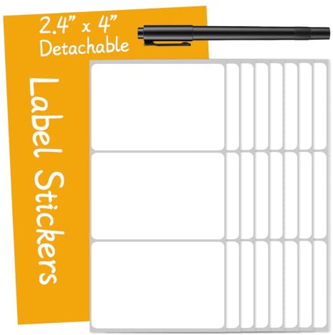 51 Large Sticky Labels for Storage Boxes, 102 x 62 mm Blank Label Stickers | Self Adhesive Address Labels with 1 Marker, Waterproof Removable Stickers for Organizing Moving Boxes Jars Bins Container