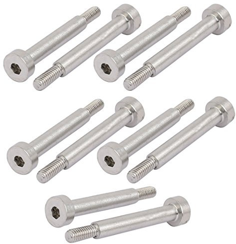 Sourcingmap 10pcs 304 Stainless Steel Hex Socket Shoulder Bolt 5mm Shoulder Dia 30mm Shoulder Length M4 Thread