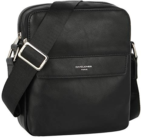 David Jones - Herren Umhängetasche PU Leder- Kleine Schultertasche Viele Fächer Taschen - Mann Messenger Crossbody Bag - Umhänge Handtasche Business City Arbeit Reise Elegant Täglichen - Schwarz