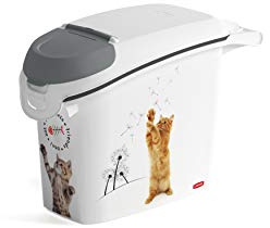 CURVER Trockenfutterbehälter für Hunde – 6 kg/15 l – luftdichte Aufbewahrung gegen Gerüche für Katzenfutter – Behälter mit Tragegriff – 23 x 50 x 35 cm – Weiß