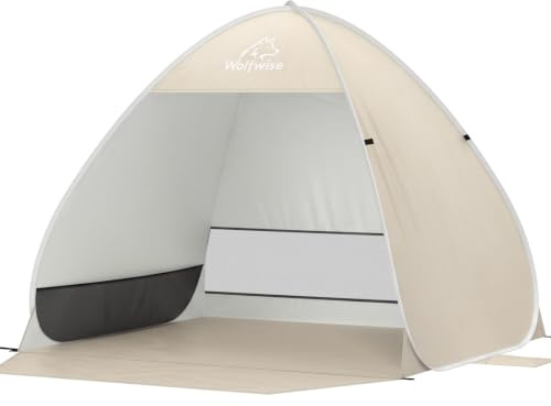WolfWise UPF 50+ Enkelt Pop Up Strandsolskyddstält Bärbart Babysufflett Snabbt Omedelbart Automatiskt Sportparaply Solskydd