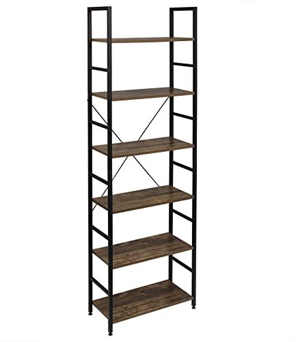 EUGAD Standregal Bücherregal Metallregal Leiterregal Stufenregal Multifunktionale Regal Industrie Design MDF Metall 60x28x180cm, Vintage