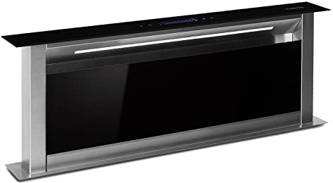 Klarstein Cappa aspirante Downdraft 90 cm Bianco, per cucine Flusso d'aria 576 m³/h, 10 modalità di ventilazione, Incasso con modalità di ricircolo, Classe di efficienza energetica A+