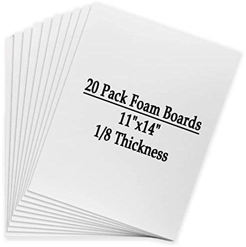 Acrux7 20-pack 28 cm x 36 cm skumskivor, 1/8 tum tjocklek skumkärna bakbrädor polystyren affisch tavla för presentationer, skola, kontor och konstprojekt