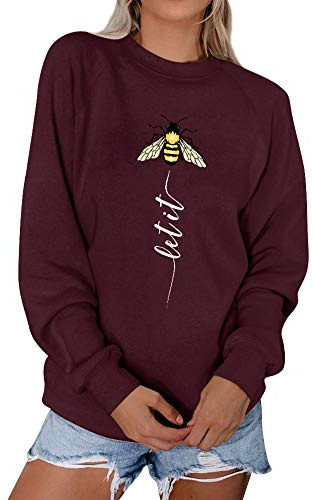 Dresswel Women Let It Bee Sweatshirt Bee Keepers Pullover Crew Neck Long Sleeve Tops Jumpers Blouse