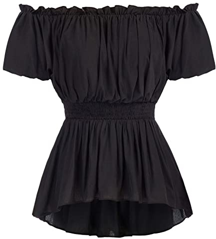 Scarlet Darkness Renaissance Shirt Women Peasant Blouses for Women Pirate Shirt Dirndl Blouse Black XL