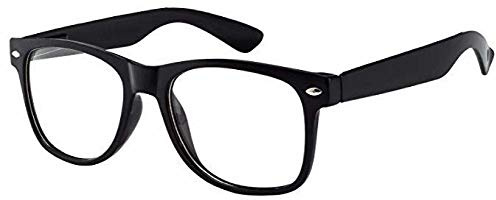 Gafas de nerd para niños, lentes transparentes, falsas, para disfraz infantil (edad 3-10), color negro, Black, Children One Size
