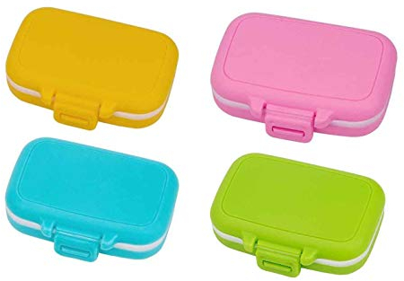 XLKJ 4 Stücke Pillenbox 3 Fächer Pillendose Klein Tablettenbox,Vitamin Tablettendose/Medikamentenbox für Reise & täglichen Gebrauch, 4 Farben