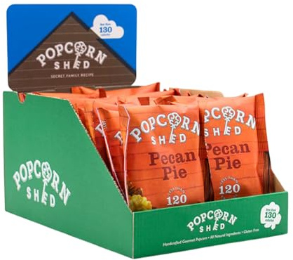 Popcorn Shed Pecan Pie Gourmet Popcorn (16 x 24g) - Pecan Caramel Popcorn with Pecan Nut Pieces, Easy & Low Calorie Snack, Perfect for Parties, Movie Nights & Gifting