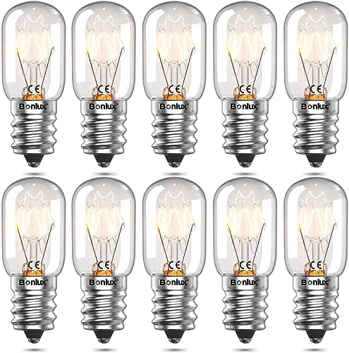 Bonlux Backofenlampe 20W 300 Grad Ofen Glühbirne E14 SES T22 Pygmy Lampen, Dimmbar, 150LM, Warmweiß 2700K, LED Ersatzlampe für Himalaya Salzlampe, Mikrowelle, Kühlschrank, 10 Stück
