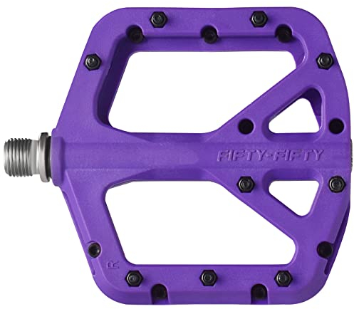 FIFTY-FIFTY Fahrradpedale, Nylon Composite MTB Pedale, rutschfest Mountainbike Pedale, 9/16 Zoll Flat Pedal MTB für All Mountain, Enduro, Downhill, E-Bike (Lila)