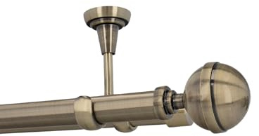 HDTL Gardinenstange Vorhangstange 25/19mm 2-läufig Deckenmontage Messing Antik 360 cm Lotis