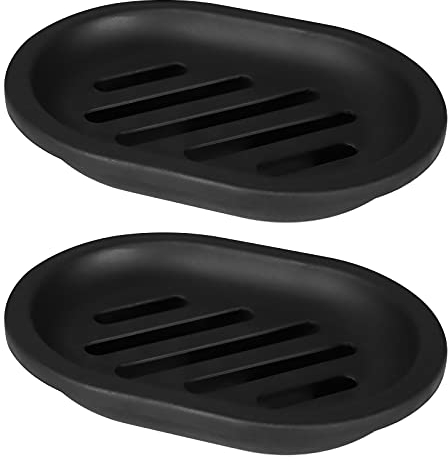 TOPSKY 2-pack Soap Dish, Soap Holder, Soap Saver, Easy Cleaning, Dry, Stop Mushy Soap (Black)