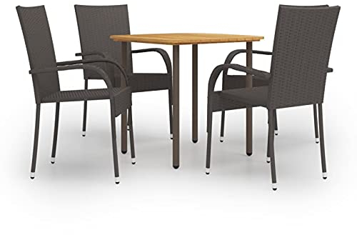 Yolola Poly Rattan trädgårdsmöbler set för 4 personer – trädgårdsset sittgrupp sittgrupp trädgårdsbyggnad staplingstolar & matbord – sittgrupp – brun