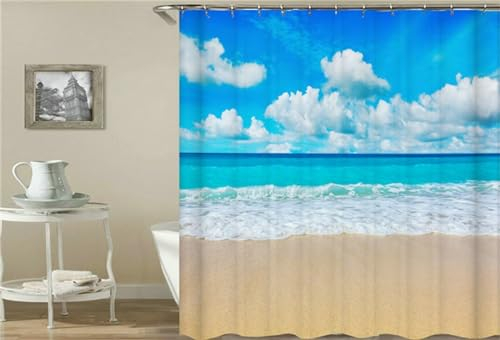 Syiboo Duschvorhang Bai Yunhai 250x200cm Duschvorhäng Anti Schimmel,Wasserabweisend Stoff Duschrollo Waschbar,3D Draussen Bad Vorhang Schnell Trocknend,Badewanne Badezimmer Decor Vorhänge