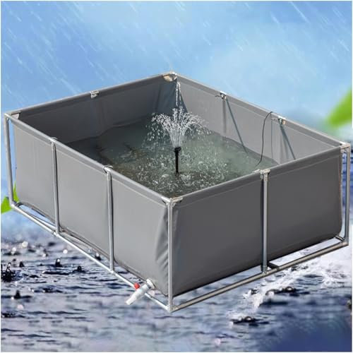 Pounjsd Laghetti da giardino fuori terra,laghetto per pesci in tela con staffa, Piscina Acquario Fuori Terra, piscina semplice per Piscina Giardino per Laghetti, Fontane(1.5×1×0.6m)