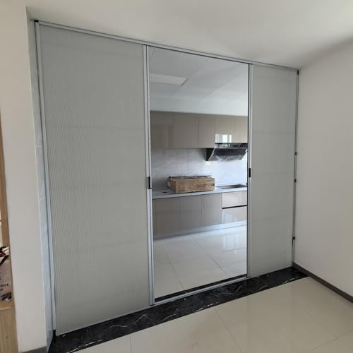 Concertina Foldable Door 62 66 68 '' 70 72 74 78 80 In Double Accordion Door, Folding Doors Interior For Kitchens/ Closet/ Laundry Room/ Interior Doorway- W/ Upper Lower Track, Sliding Shutter Door(Gr