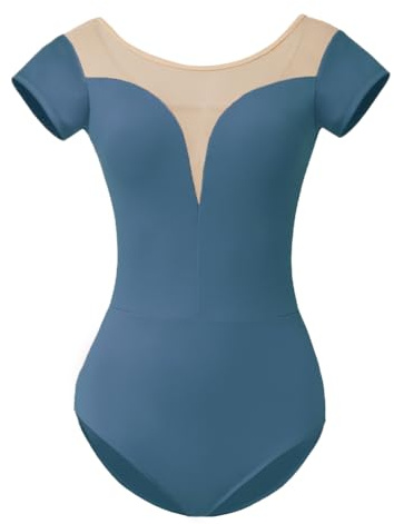 ROYAL SMEELA trikådräkt för dam klassisk dans bodysuit för dam balett trikåer vuxen trikåer dans kortärmad trikåer gym body dans dam bodysuit dansare, Mörkblå, XL