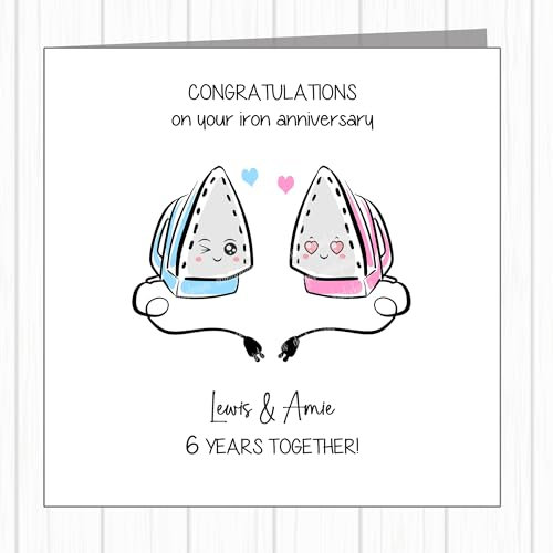 Personalised 6th Wedding Anniversary Card - Iron - Loved Up Pair Irons!