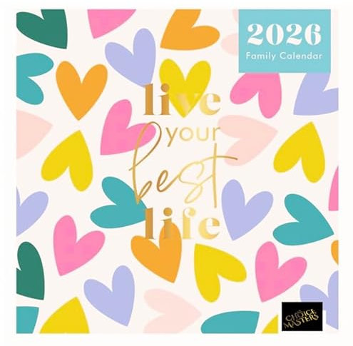 Agenda familiar 2026 con vista mensual, planificador colgante de pared con cinco columnas para organizar la familia, colores brillantes, 2 estilos, Into The Wild Or Living Our Best Life (Best life)