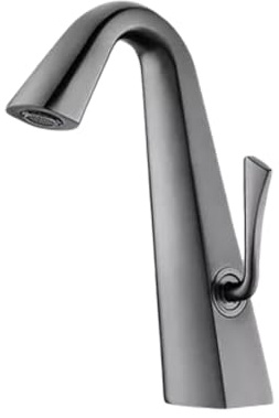 Bathroom Basin Taps Hao Golden All-Copper Hotel Gun Gray Face Wash Hand Washbasin Hot and Cold Faucet Side Switch (Gun Gray)